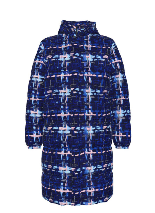 023 NISHIKIx Tweed Print Unisex Long Down Jacket - Ultramarine