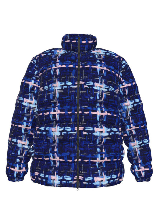 023 NISHIKIx Tweed Print Unisex Stand Collar Slim Down Jacket - Ultramarine