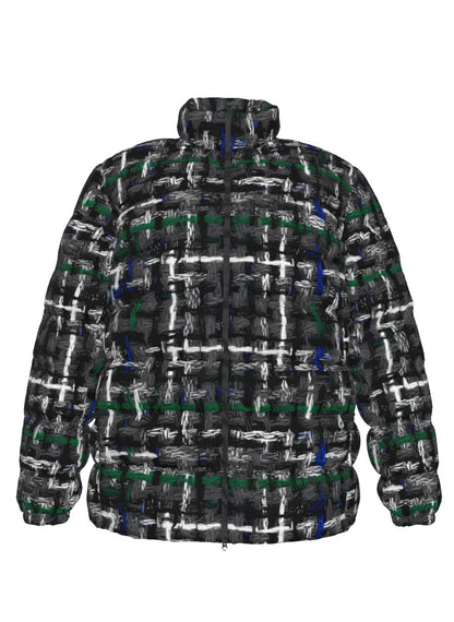 037 NISHIKIx Tweed Print Unisex Stand Collar Slim Down Jacket - Gray