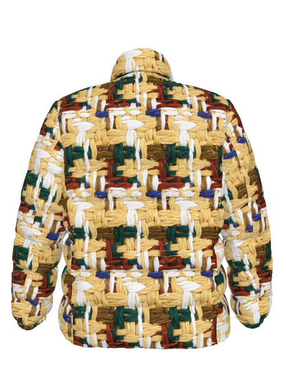 040 NISHIKIx Tweed Print Unisex Stand Collar Slim Down Jacket - Naples Yellow