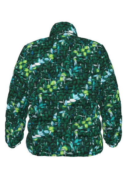 057 NISHIKIx Tweed Print Unisex Stand Collar Slim Down Jacket - Peacock Green