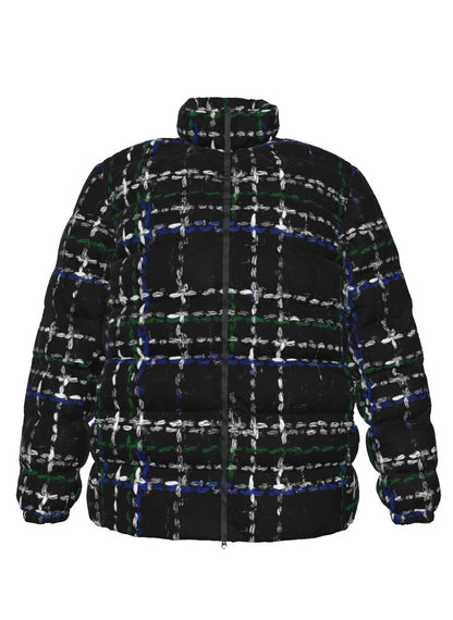 071 NISHIKIx Tweed Print Unisex Stand Collar Slim Down Jacket - Ivory Black