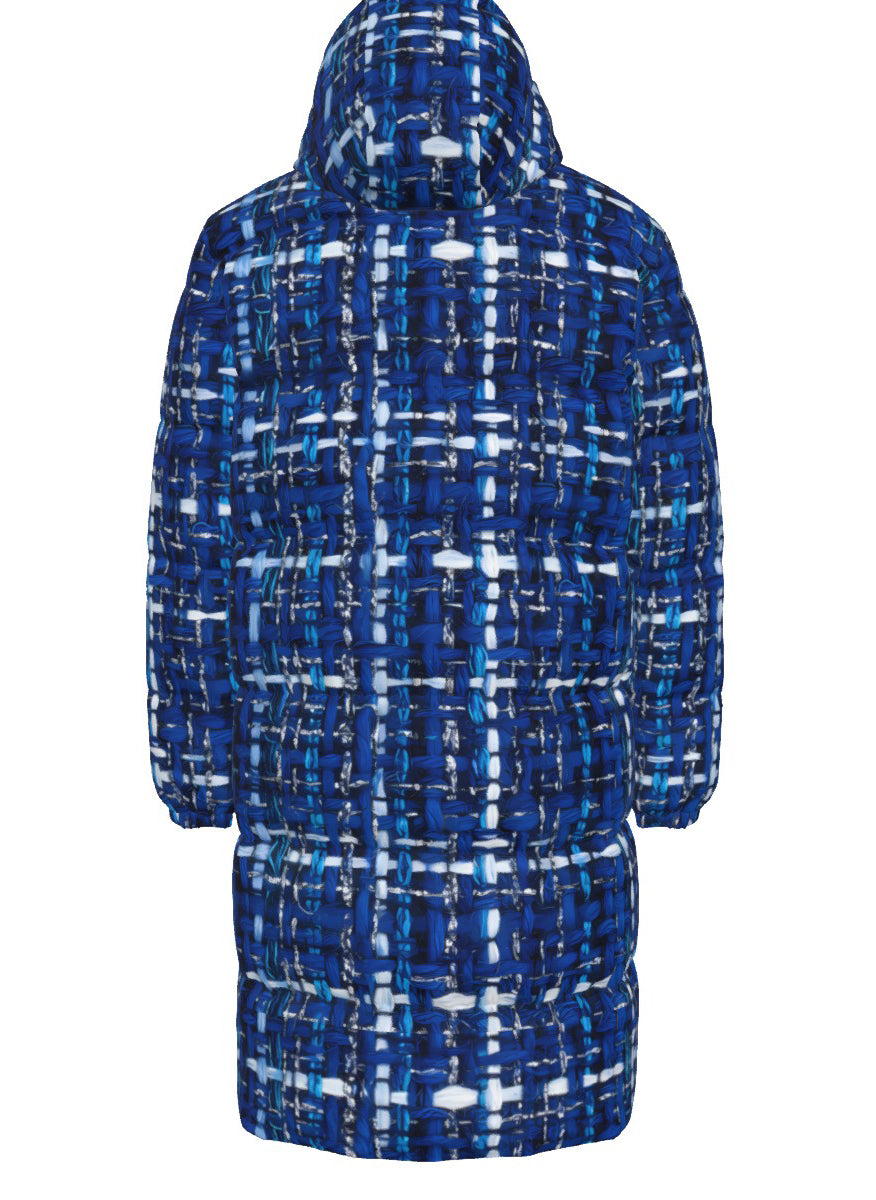 025 NISHIKIx Tweed Print Unisex Long Down Jacket - Blue