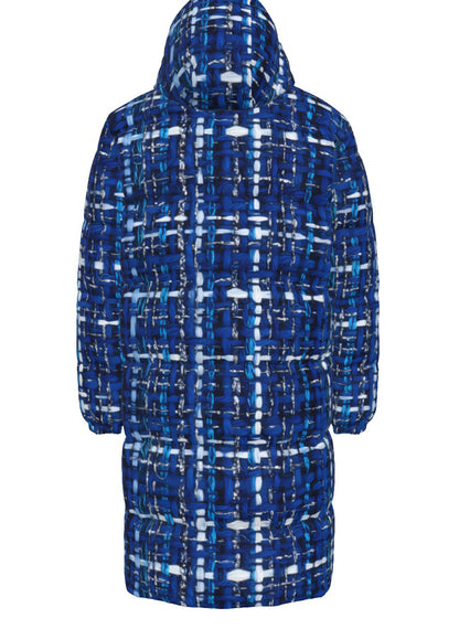 025 NISHIKIx Tweed Print Unisex Long Down Jacket - Blue