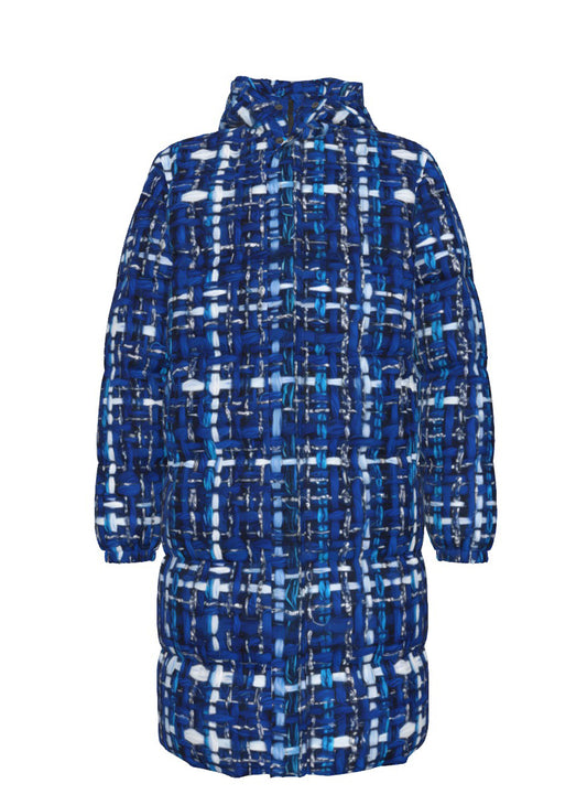 025 NISHIKIx Tweed Print Unisex Long Down Jacket - Blue