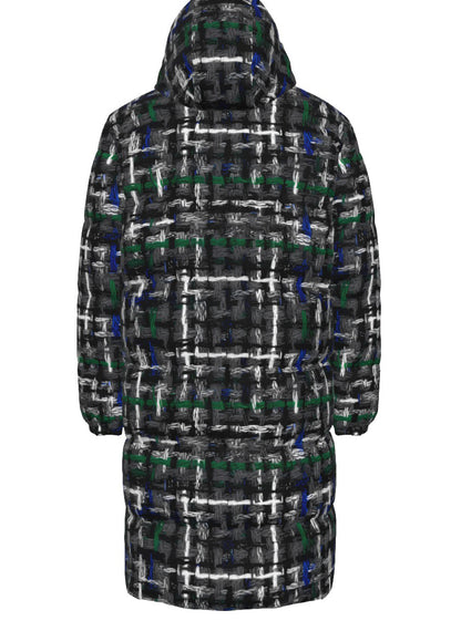037 NISHIKIx Tweed Print Unisex Long Down Jacket - Gray