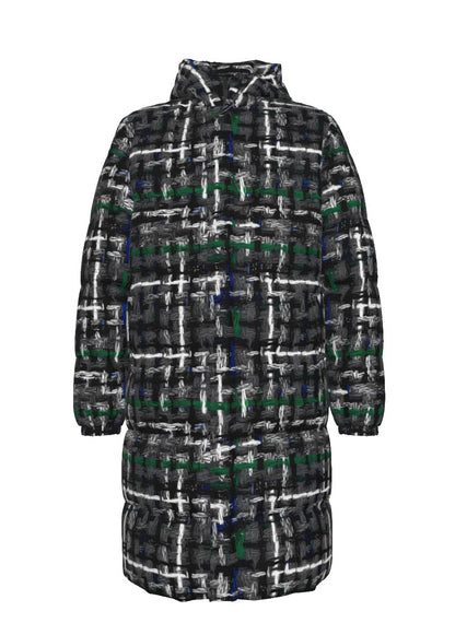 037 NISHIKIx Tweed Print Unisex Long Down Jacket - Gray