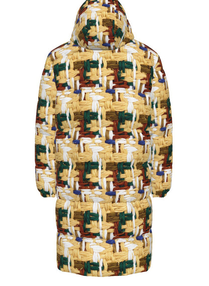 040 NISHIKIx Tweed Print Unisex Long Down Jacket - Naples Yellow