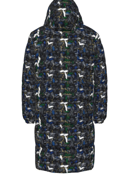 038 NISHIKIx Tweed Print Unisex Long Down Jacket - Paynes Gray
