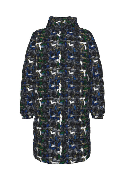 038 NISHIKIx Tweed Print Unisex Long Down Jacket - Paynes Gray