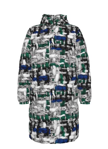 043 NISHIKIx Tweed Print Unisex Long Down Jacket - Silver