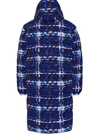 023 NISHIKIx Tweed Print Unisex Long Down Jacket - Ultramarine