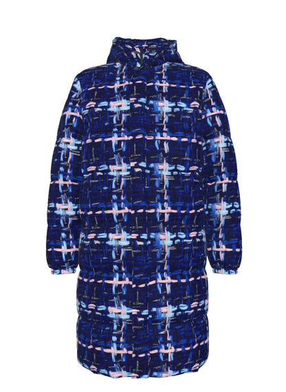 023 NISHIKIx Tweed Print Unisex Long Down Jacket - Ultramarine