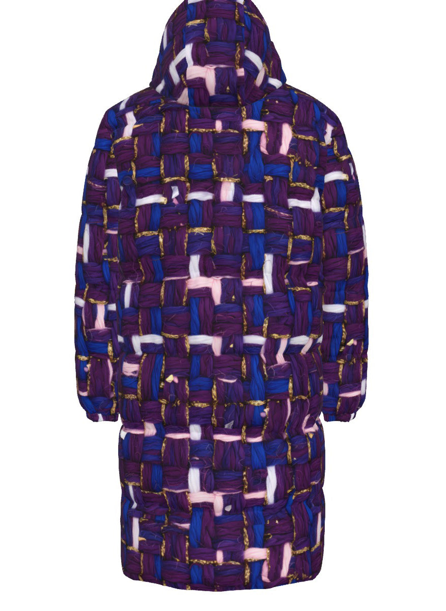 026 NISHIKIx Tweed Print Unisex Long Down Jacket - Violet