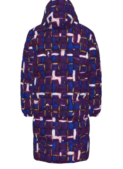 026 NISHIKIx Tweed Print Unisex Long Down Jacket - Violet