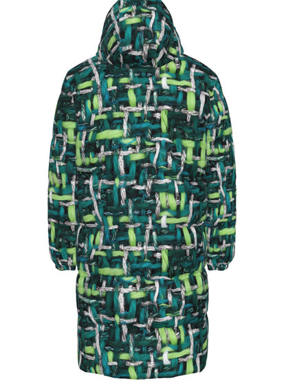 017 NISHIKIx Tweed Print Unisex Long Down Jacket - Viridian